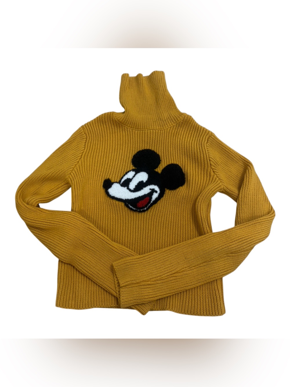 Disney x Forever 21 Mustard Yellow Turtleneck Sweater with Mickey Patch Size S